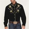 Western Embroidered Long Sleeve Shirt, Trendy Men's Casual Shirt
