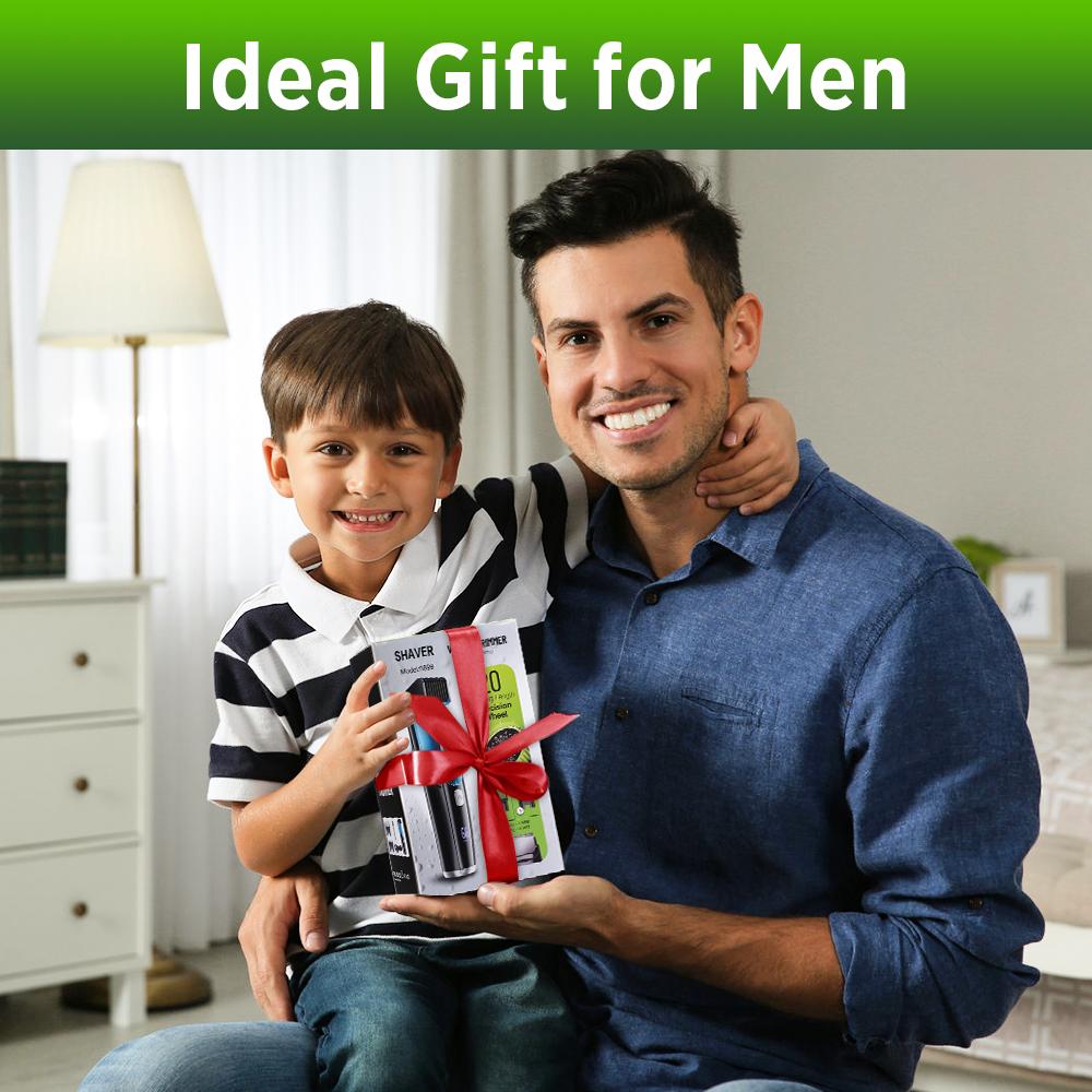 Cordless Men Beard Trimmer Electric Shaver IPX6 Waterproof Built-in Vacuum Clipper for Mustache Sideburns Grooming Kit