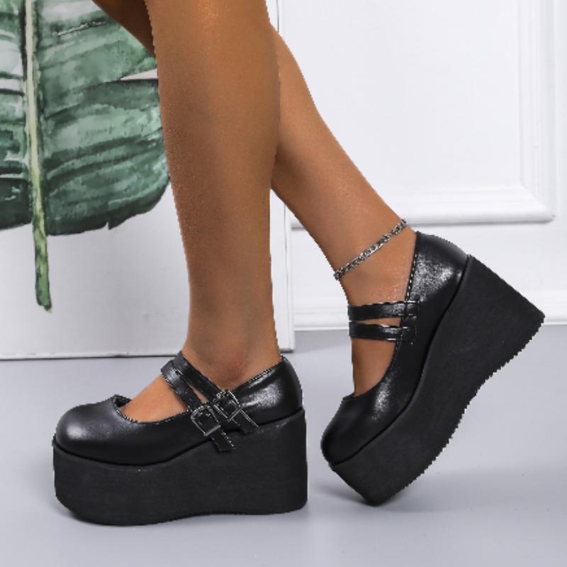 Модные ретро туфли Мэри Джейн с круглым носком из лакированной кожи большого размера 2025 весна новинка туфли женские на платформе