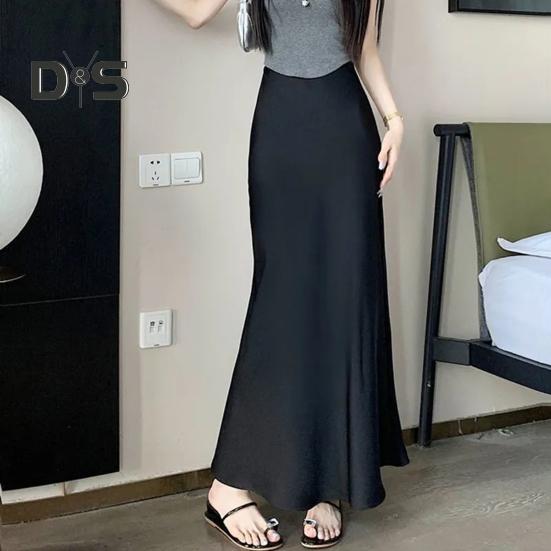 Женская юбка-рыбий хвост с высокой талией и запахом на бедрах, длинная юбка А-силуэта, однотонная, удобная, подчеркивающая фигуру юбка