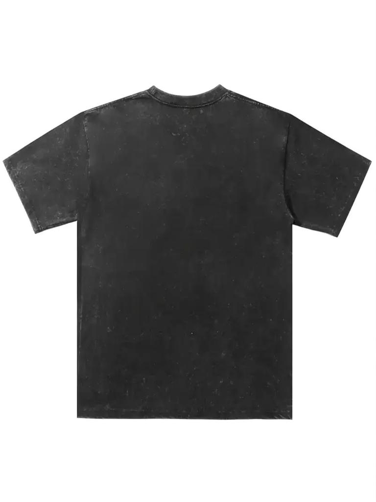 Mens Faded Wash Short Sleeve T Shirt, Drop Shoulder Crew Neck Casual Tops, Casual Hip Hop Streetwear Fashion Tee for Daily Outdoor Leisure Wear