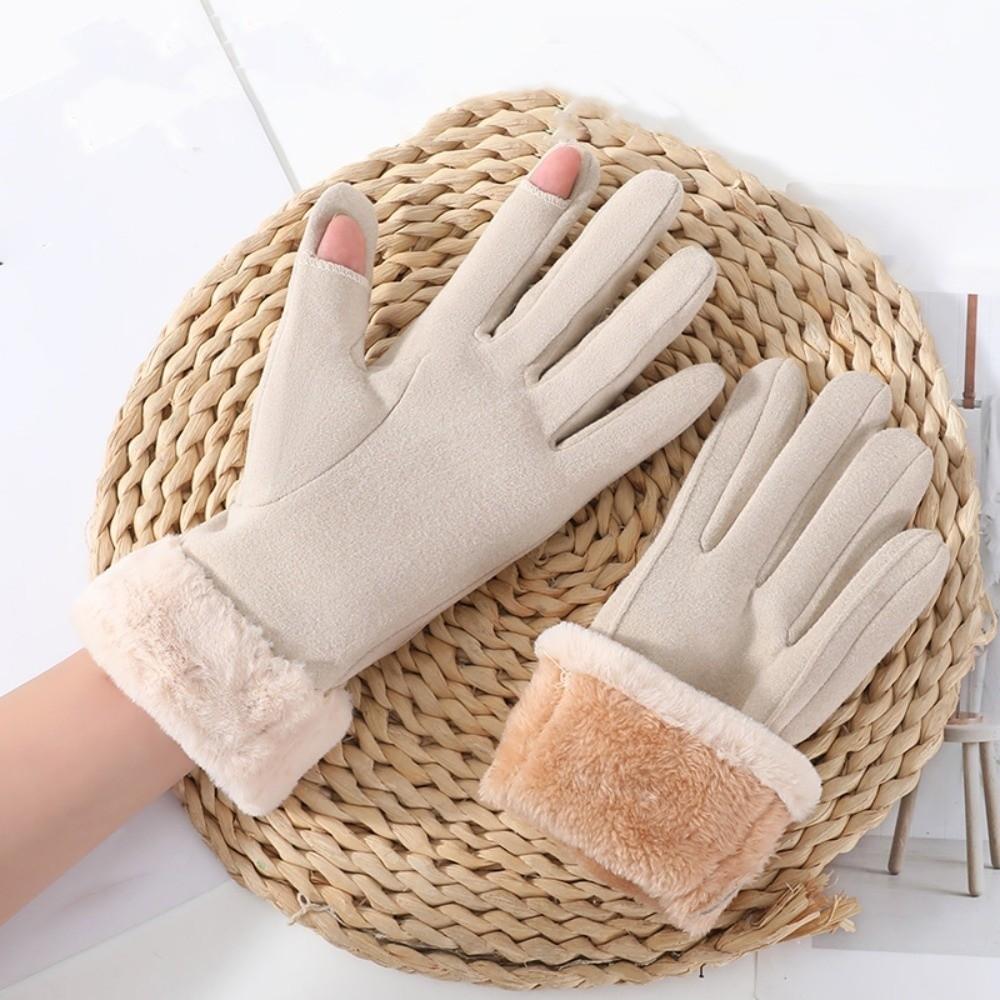 Мягкие перчатки-митенки с откидным верхом на 2 пальца, из полар-флиса, плюшевые, утолщенные, женские, противохолодовые, для улицы