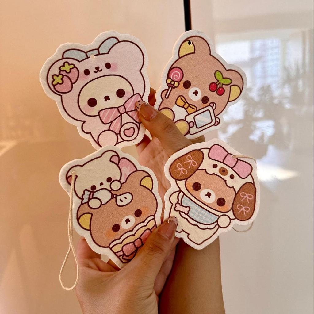 Rilakkuma Cartoon Dishwashing Sponge - Compressed Wood Pulp Cotton Scrubber