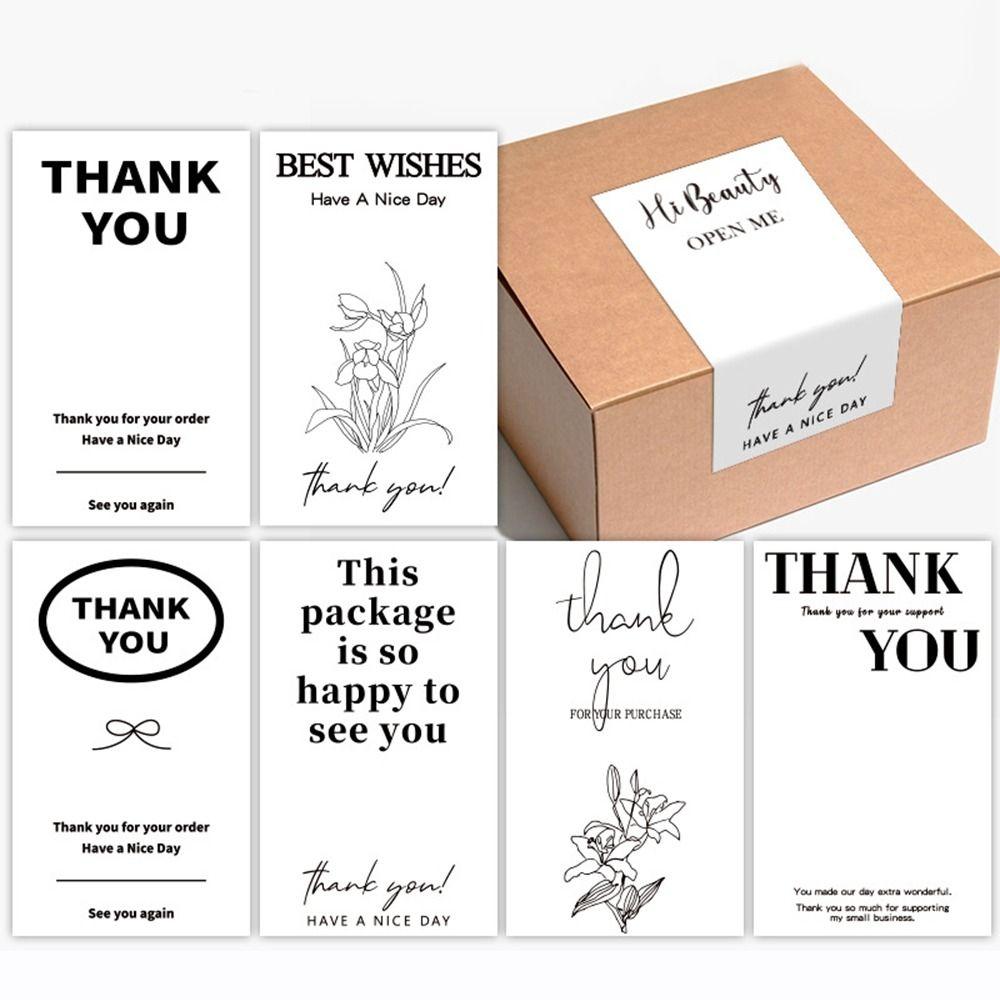 50PCS Commodity Packaging Thanks Decals 5.4*9cm Flower Sealing Labels Event