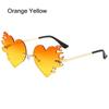 Rimless Fire Heart Shaped Sunglasses Uv400 Protection Costume Accessories Halloween Glasses Flame Love Sun Glasses