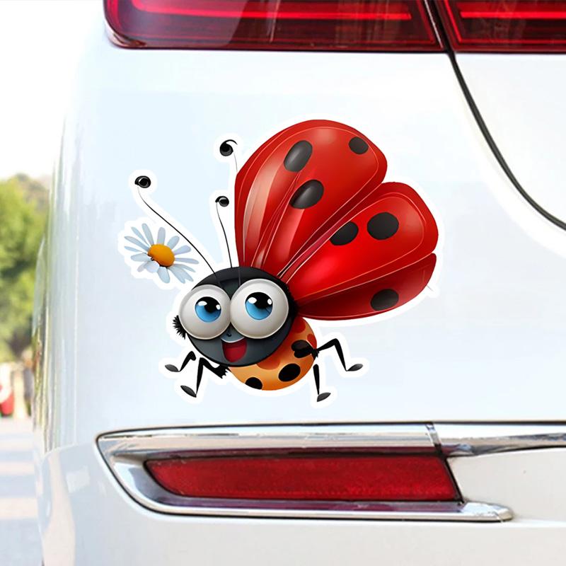 DS90#12.5x14см Милая наклейка на машину «Божья коровка» — водонепроницаемая, забавное украшение для автомобиля для мотоциклов, шлемов,
