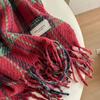 New Atmosphere Scarf Women's Winter Warm Soft Imitation Cashmere Plaid Shawl College Style Scarf