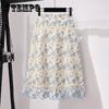 Весенне-летняя юбка со свежей цветочной вышивкой в ​​тяжелой промышленности, кружевная юбка, юбка-миди, облегающая юбка трапециевидной формы, сказочная юбка