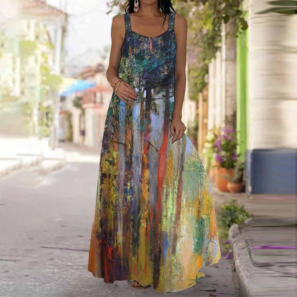 Women's Slip Dress Maxi Long Dress Butterfly Print Dress Spring & Summer Leisure Vacation