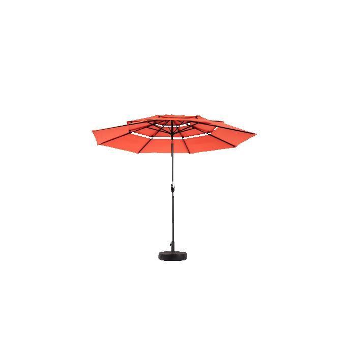 Parasol extérieur rectangulaire double face de 4,5 m avec manivelle (orange) (sans pied)