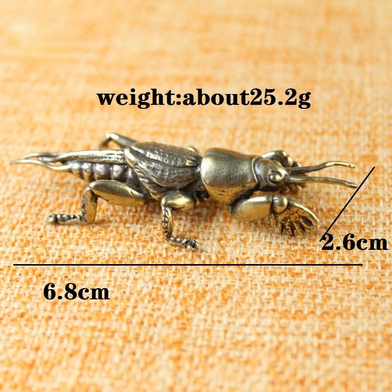 Antique Insect Figurines Miniatures Tea Pet Ornament Pure Copper Field Cricket Statue Desktop Decoration Collection Crafts Decor