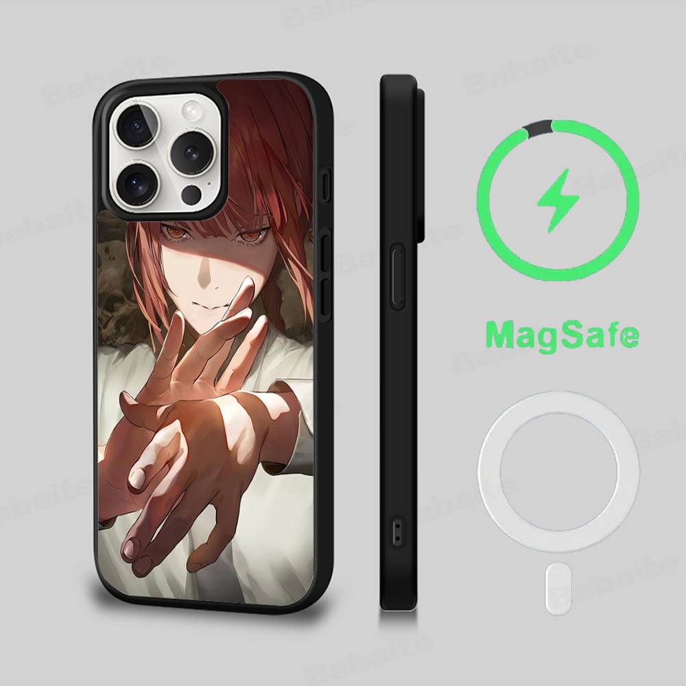 M-makima Аниме Чехол для телефона Магнитный чехол Для IPhone 16 14 13 12 11 15 Pro Max Plus Для Magsafe Беспроводная зарядка Чехол