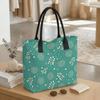  Turquoise Floral Tote Bag for Daily Shopping Casual Shoulder Handbag with Large Capacity for Ladies