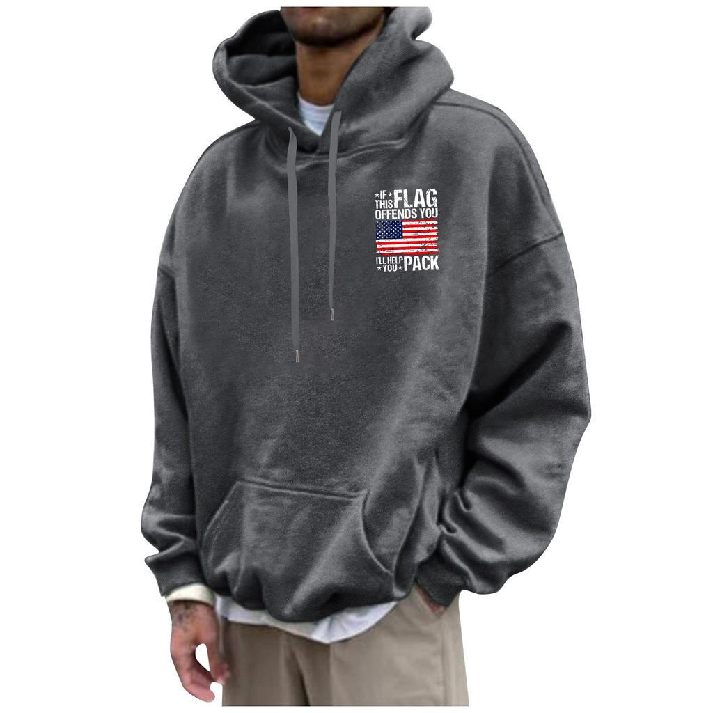 Men's Loose Printed Hooded Sweatshirt Men's Casual Fashion Sports Sweatshirt