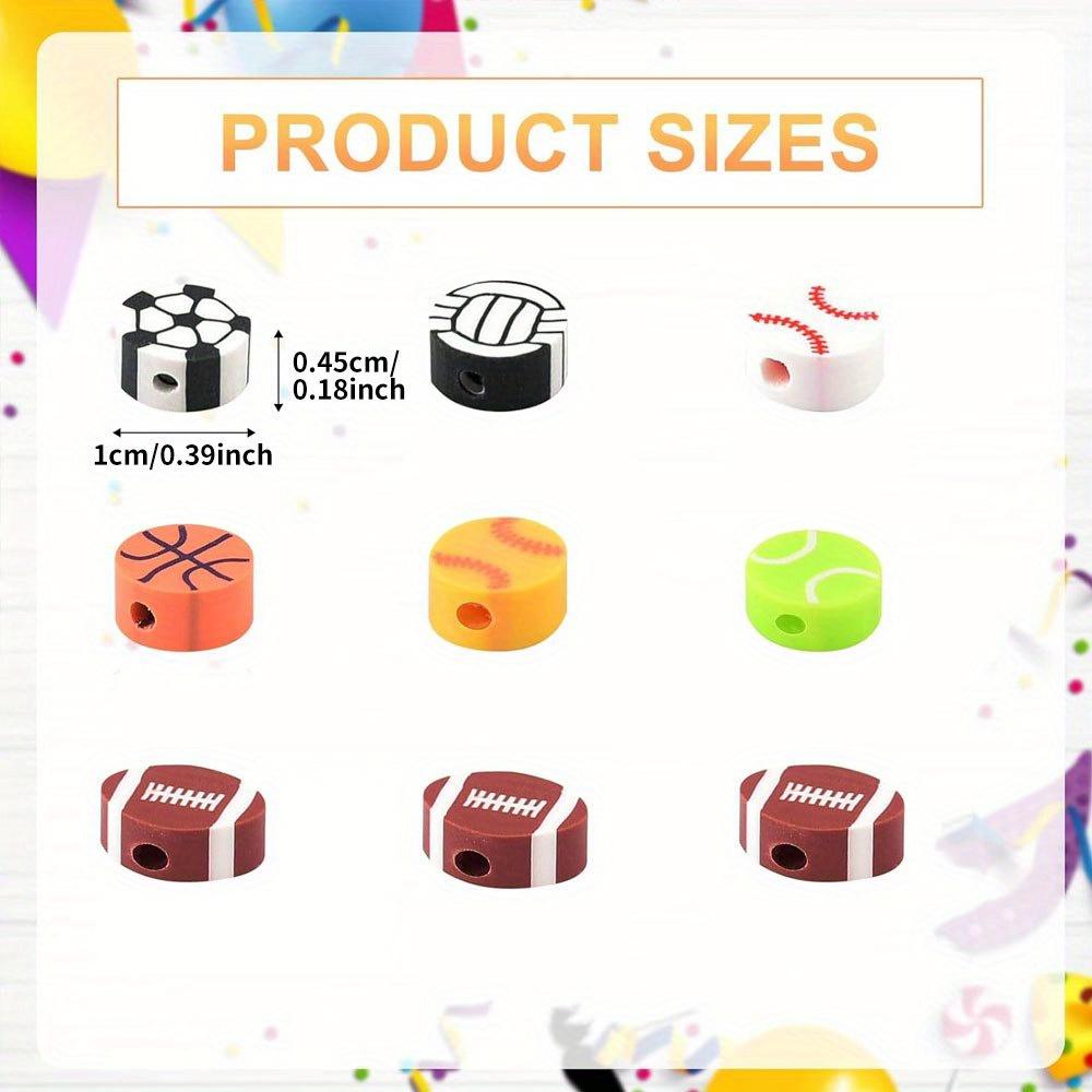 12/24/36 Sports Mud Beads, Sports Beads, Jewelry, Sports Ball Beads, Baseball, Softball, Football Beads, Keychain, Round Beads, DIY Crafts Bracelet