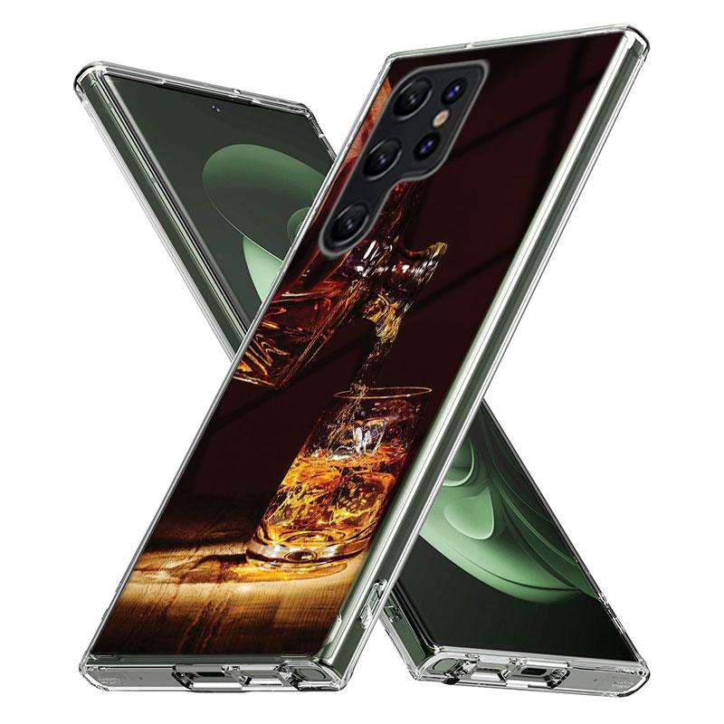 Strong Whiskey With Cigarettes Capa Phone Case For Samsung S26 Ultra S25 Edge Galaxy S23 S21 S20 S24 FE S22 S10 Plus Cover Clear