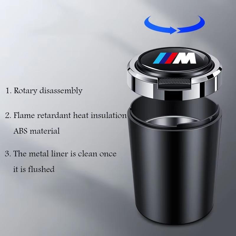 LJEEG1 2026 Car Sticker Car Ashtray Cigarette Butt Holder Container Accessories for BMW M X5 X1 X3 X2 X6 X7 X4 Portable One-Button Open