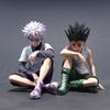 Мультяшная фигурка-модель из аниме Hunter x Hunter, сидячая поза, фигурка Killua Zoldyck, статуэтка Gon Freecss GK, настольная кукла, подарок