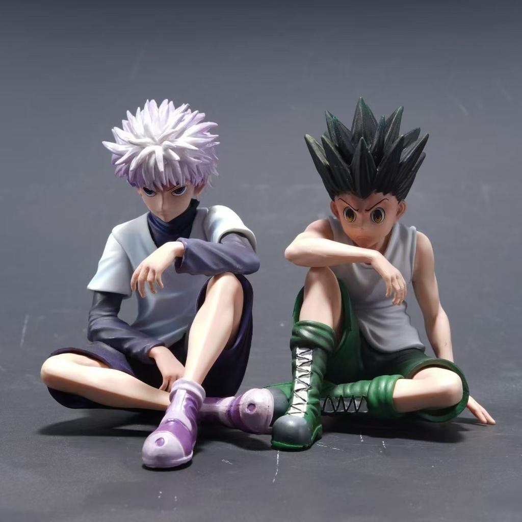 Мультяшная фигурка-модель из аниме Hunter x Hunter, сидячая поза, фигурка Killua Zoldyck, статуэтка Gon Freecss GK, настольная кукла, подарок