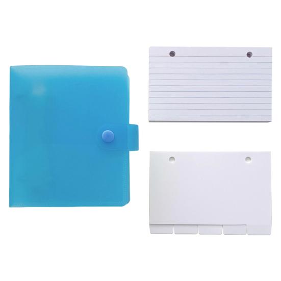 Карточки с подкладкой и держателем для папок с кольцами. Дизайн с предварительно перфорированными отверстиями. Компактный размер. Портативный. Широкая портативность.