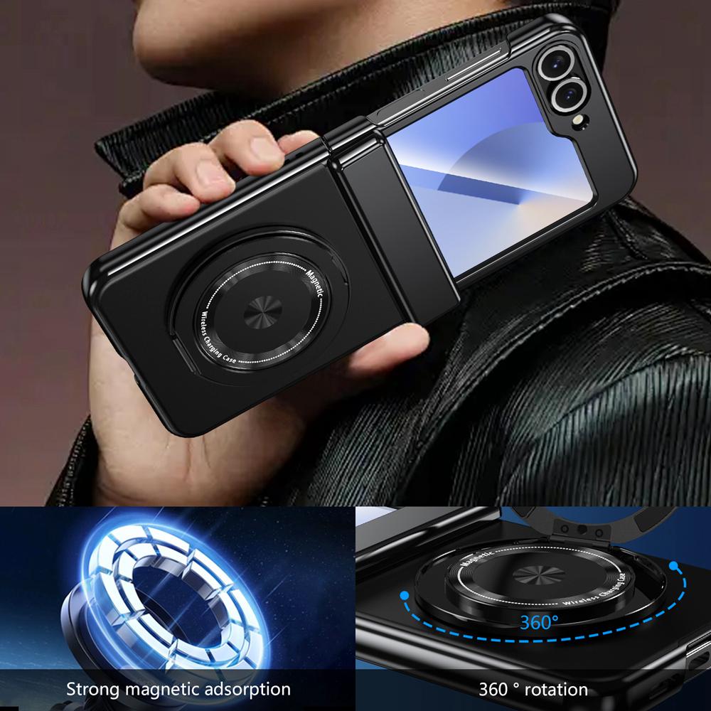 KEYSION Вращающийся на 360 ° магнитный чехол-кольцо MagSafe для Samsung Galaxy Z Flip 6 5 4 3 шарнирный чехол для телефона с защитой экрана