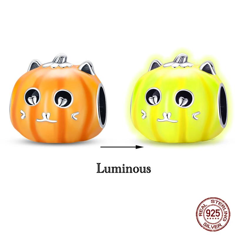 Copper Fashion Halloween Series Luminous Pumpkin Demon Skull Charms Beads Fit Original Bracelet Diy Jewelry