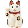 Ceramic Art Chrysanthemum with Right Paw 16cm Made In 7854 Maneki-neko (beckoning Cat) Raised, Large, Tall, Red, Japan,