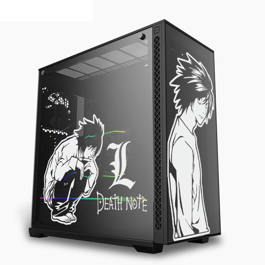 L·Lawliet Anime Stickers for Atx PC Case,Japanese Cartoon Decor Decals for Gaming Computer Chassis Skin,Waterproof