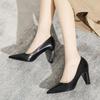 Модные сексуальные туфли для женщин, свадебные туфли невесты на каблуках, женские черные туфли с острым носком на высоком каблуке 39, молодежные, повседневные, социальные, премиум-класса