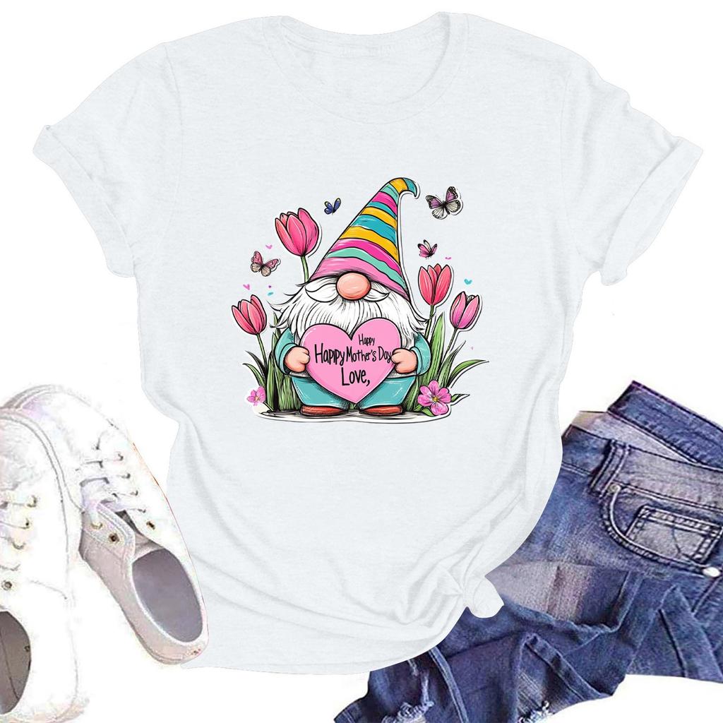 Женская повседневная футболка с круглым вырезом и короткими рукавами с принтом