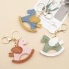 Women's Bag Charm Decoration Bag Pendant Cartoon Rocking Wooden Horse Women's Leather  Bag Charm Key Chain Cute Bag Accessories Gifts