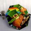 Leprechaun, Pot of Gold Themed Automatic Opening and Closing Umbrella Creative Design Umbrella, Portable Tri fold Small Umbrella for Men a