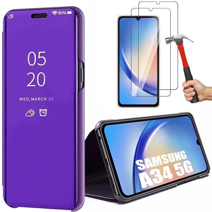 Coque de protection - Booling - pour Samsung Galaxy A34 5G - Violet - Rigide - Fenêtre translucide