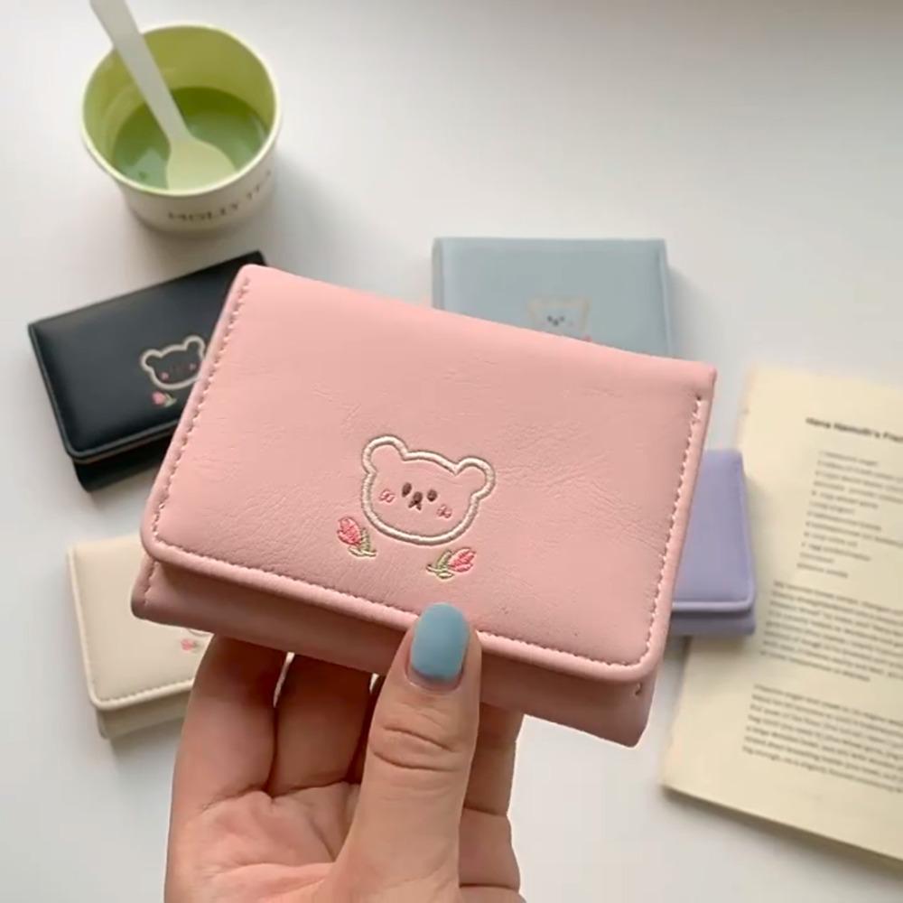 Multiple Card Slot Cute Tri-Fold Purses Kawaii Women Card Holder Storage Bag Coin Purse Daily