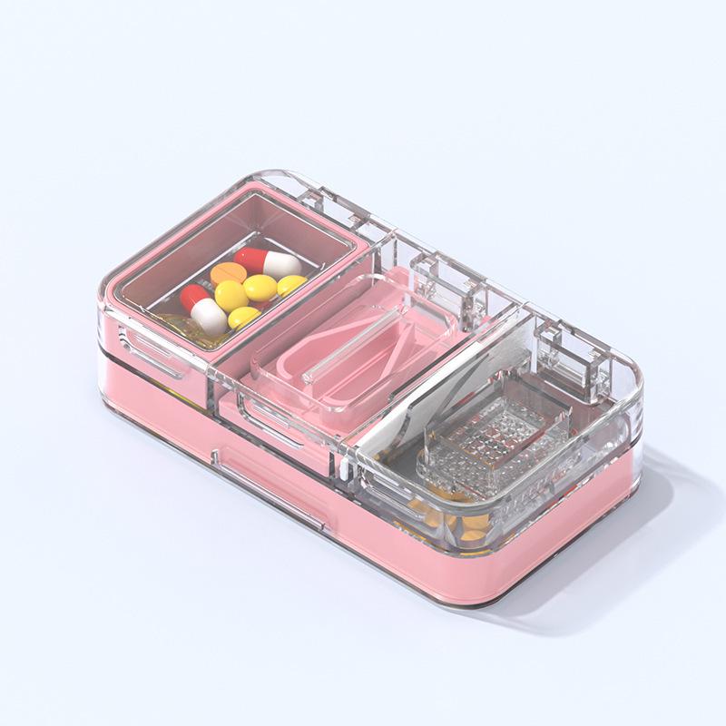 Portable Pill Cutter & Grinder: Compact Medication Box for Splitting, Grinding, and Dispensing Small Pills On-the-Go