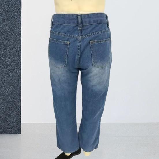 Женские джинсы средней талии с нестандартной индивидуальной печатью в стиле ретро, прямые, широкие, в стиле пэчворк