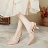French Pointed Toe Shoes for Women Fairy Sexy Shoes Fashionable Stiletto Heels Rhinestones One-strap Closed Toe Slingback Sandals