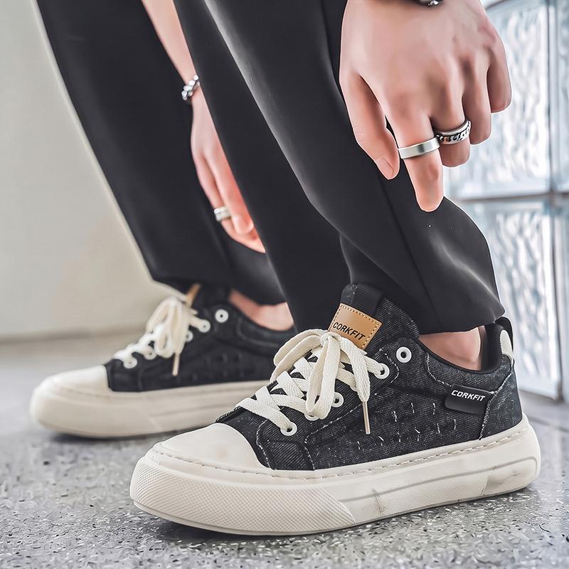 PersonalizedSpringandAutumnNewMensShoesKoreanStyleFashionableLargeSizeLowTopCasualShoes,Denim Single ShoesVersatile Sneakers