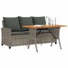 VidaXL Garden Sofa 3-Seater Cushions and Table Grey Wicker, Outdoor Sofa, Garden Sofa 3-Seater, 4103856