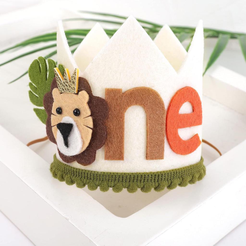 Детское украшение в виде львиной короны на день рождения 1 года, принадлежности для украшения вечеринки в форме короны на день рождения