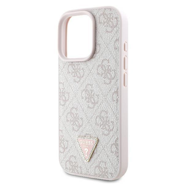Etui Do Iphone 16 Pro Max Guess Leather 4G Triangle Różowy