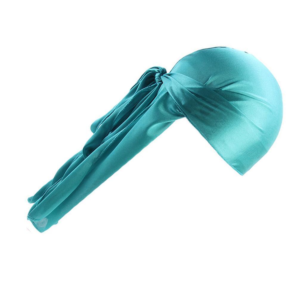 Men Black Bandanas For Hip Hop Rapper Long Tails Soft And Comfortable Silky Durag With Long Tail