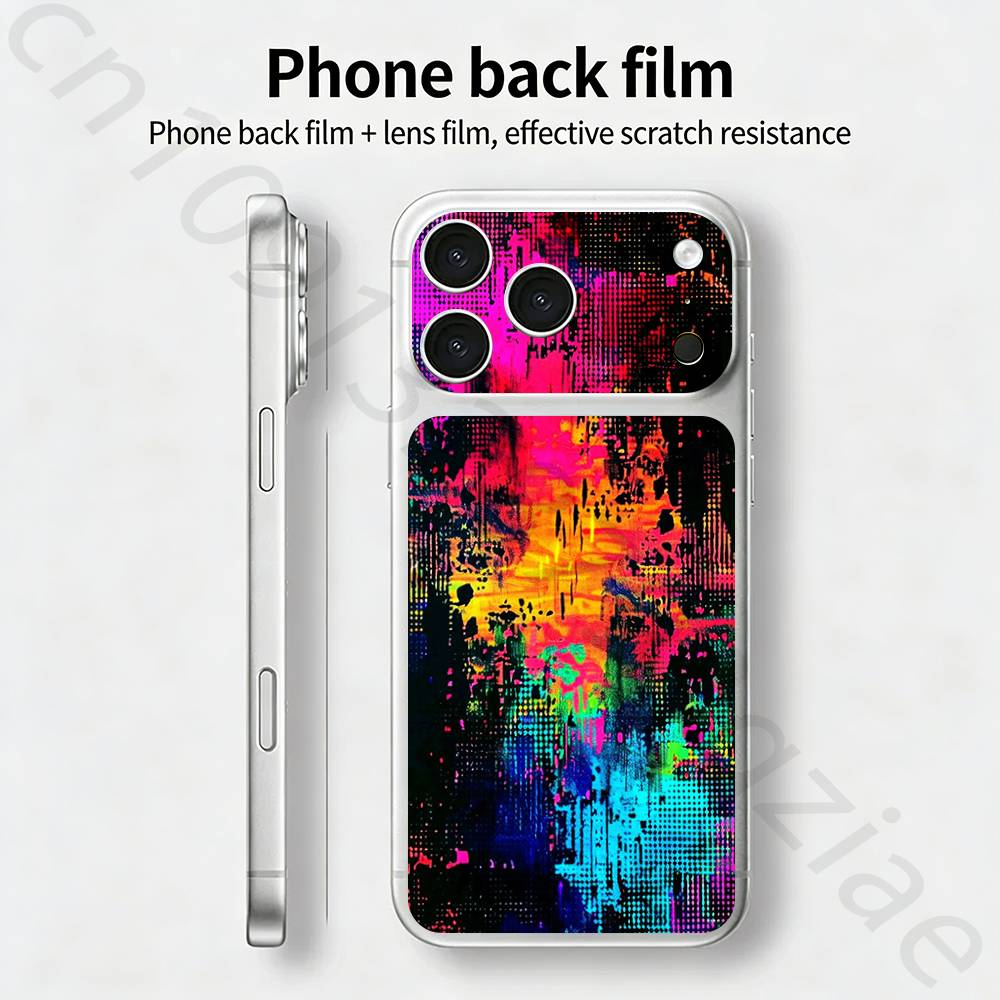 Красочный(1) Для iPhone 17 pro Max /17 pro Полное покрытие Наклейка Пленка-обертка 3D Цветная Задняя Защитная Наклейка Пленка