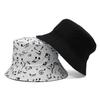 Fashion White Music Note Bucket Hats Sun Caps Hip Hop Man Womens Fisherman Caps