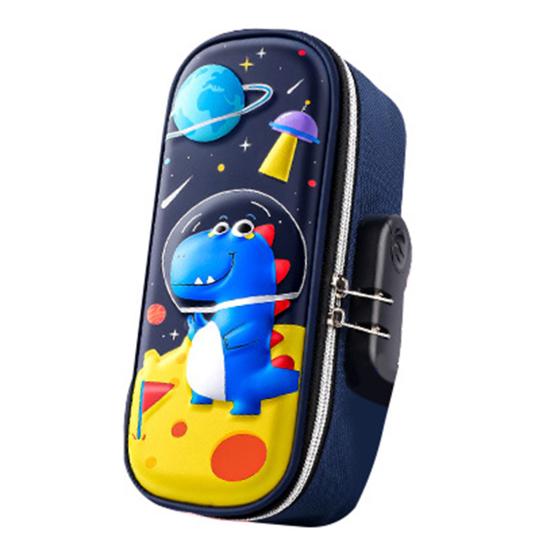 Сумка-карандаш, двухслойная 3D-печать, гладкая двойная молния, дизайн с паролем, милый узор кролика, компактная коробка для канцелярских принадлежностей с ручкой, ежедневное использование