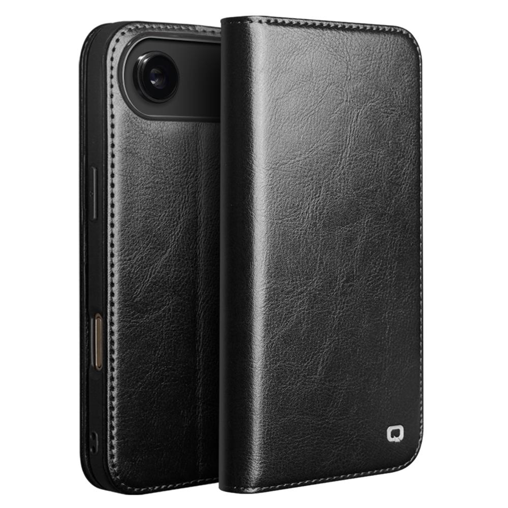 QIALINO For iPhone 17 Air Case Wallet Stand Genuine Cow Leather Phone Cover