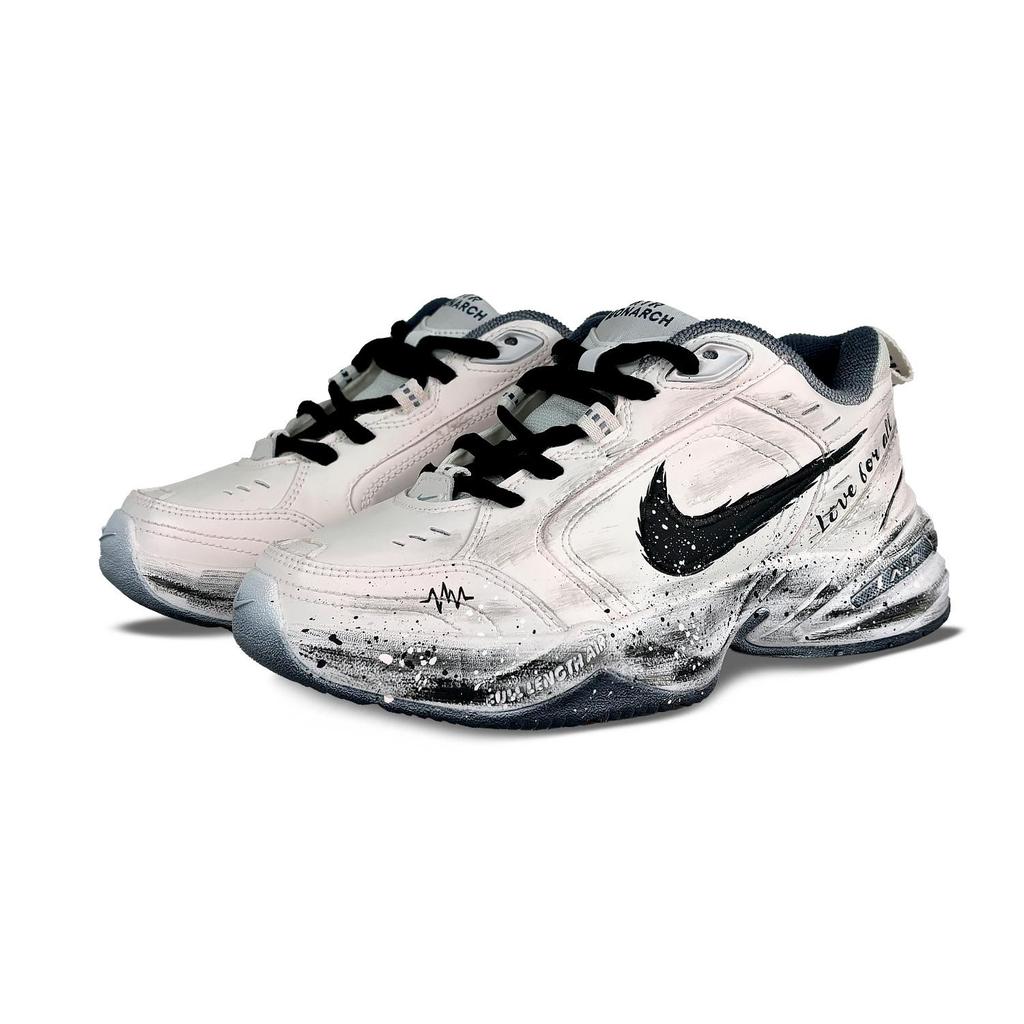 Nike Air Monarch 4 Низкие кроссовки-платформы Унисекс Белый Черный 415445-102(Команда115-)