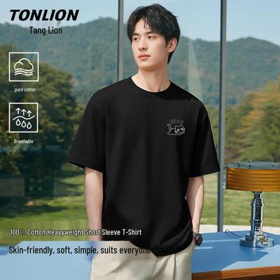 Мужская хлопковая футболка с коротким рукавом TonLion