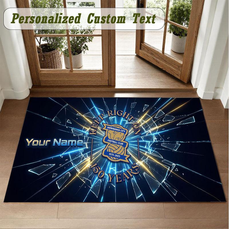 Crystal Velvet Square Rug Custom NameBIRMINGHAM CITY Pattern Non Slip Home Floor Decor Rug