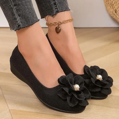 Мода 2025 Лето Горячая Распродажа Женские Балетки с Круглым Носком Мягкая Подошва Повседневная Обувь Жемчужный Цветочный Неглубокий Слипон Повседневные Уличные Балетки Женские